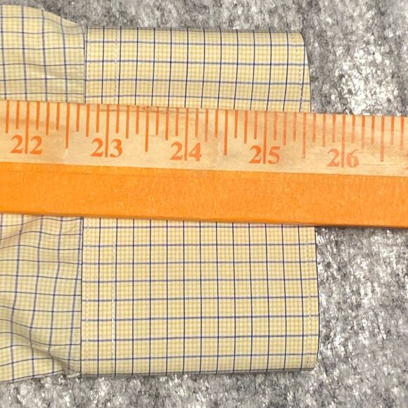 Levinas Showcase Tailored Fit Long Sleeve Button Up Shirt XL French Cuffs Yellow - Picture 7 of 8